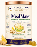 VIVAVIVA MealMate™ Post-Meal Comfort Gummies – Ginger, Fennel & Enzyme Blend | Lemon Ginger Saunf Flavour | 60 Vegetarian Gummies