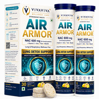 VIVAVIVA Air Armor | NAC 600 mg Lung Detox Drink for smokers and air pollution Effervescent Tablets with Tulsi, Mulethi, Vitamin C & Zinc | 30 Tablets