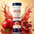VIVAVIVA IRON ARMOR™ Effervescent Pomegranate flavor Iron Supplement | Gentle on Gut | Patented Iron Technology